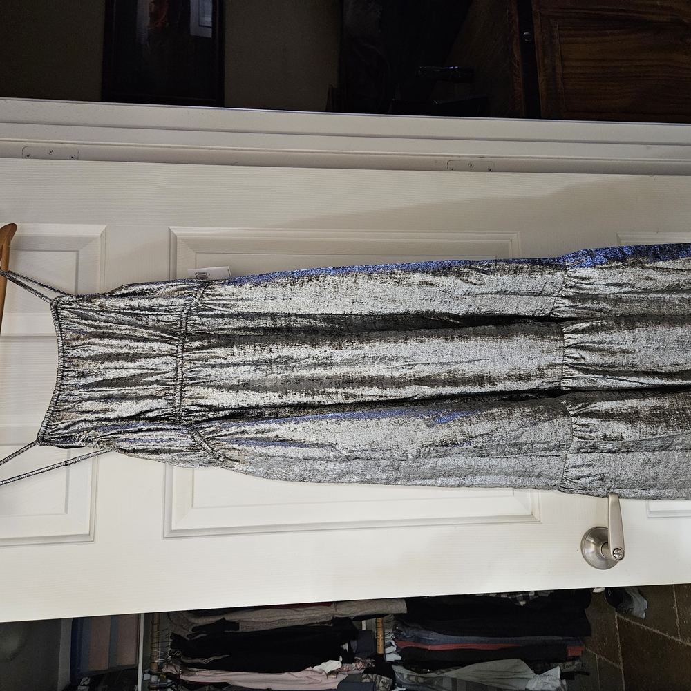 Old Navy Silver Pleated Maxi Sundress